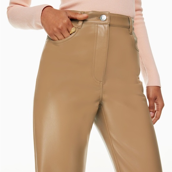 Wilfred Aritzia The Melina Faux Leather Pant Size 0 Inseam 30 Tan Brown - Picture 7 of 11